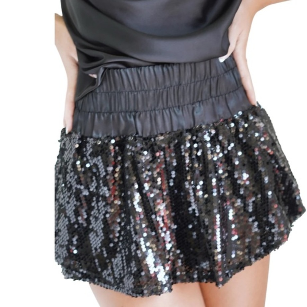 Peach Love California Black Sequin Skort